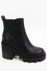 Plain Chunky Crinkle Bootie with Side Zipper