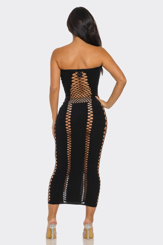 Strapless Midi Dress with Pin Detail MY BOO