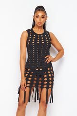 Laser Cut N Hole Sleeveless Dress
