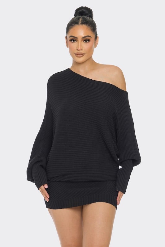 Off Shoulder Mini Sweater Dress