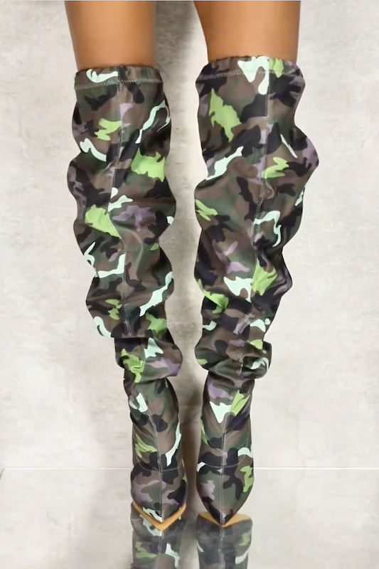 Camo Adjustable Slouch Boot