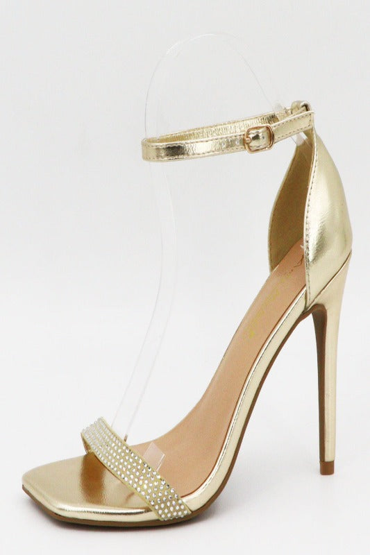 Single Rhinestone Banded Heel with Ankle Strap