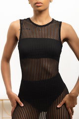 Sexy Sleeveless See Through Maxi Dress