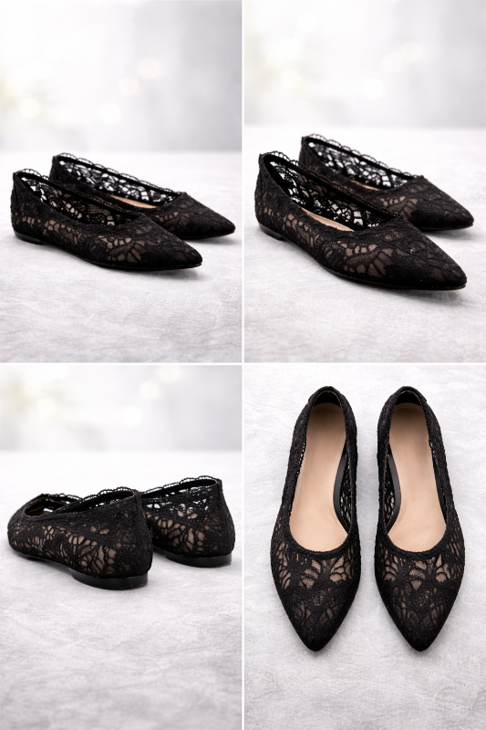 Lace Pointed Toe Dressy Flats