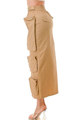 Midi Cargo Skirt with Elastic Waistband