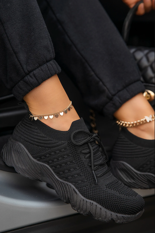 Knit Lace Up Sneakers