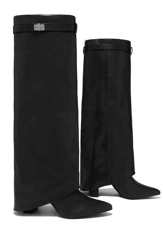 Fold Over Block Heel Knee High Boots