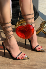Diamond Detail Lace Up High Heels