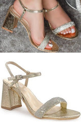 Rhinestone Metallic Heel