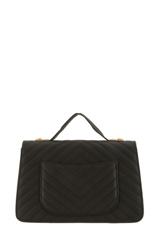 Chevron Quilted Square Buckle Bag