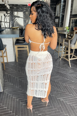 Shredded Crop Top and Split Skirt Set