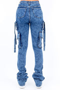 Acid Washed Stacked Skinny Jeans - OLD AMERICAN BAZI