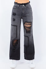 Distressed Patchwork Ombre Jeans