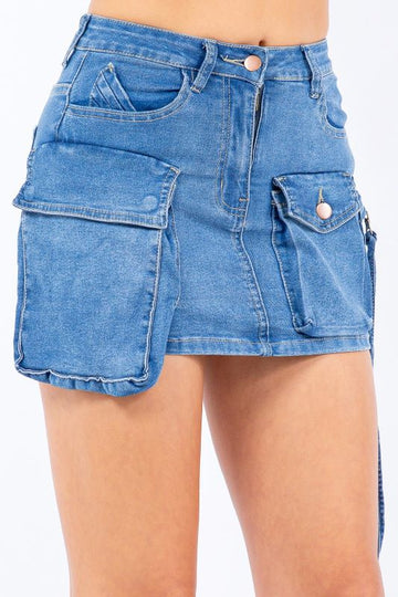 Multi Pocket Denim Skirt