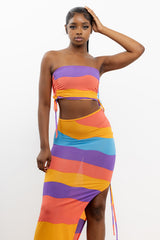 Bulgari Print Draw String Tube Top and Skirt