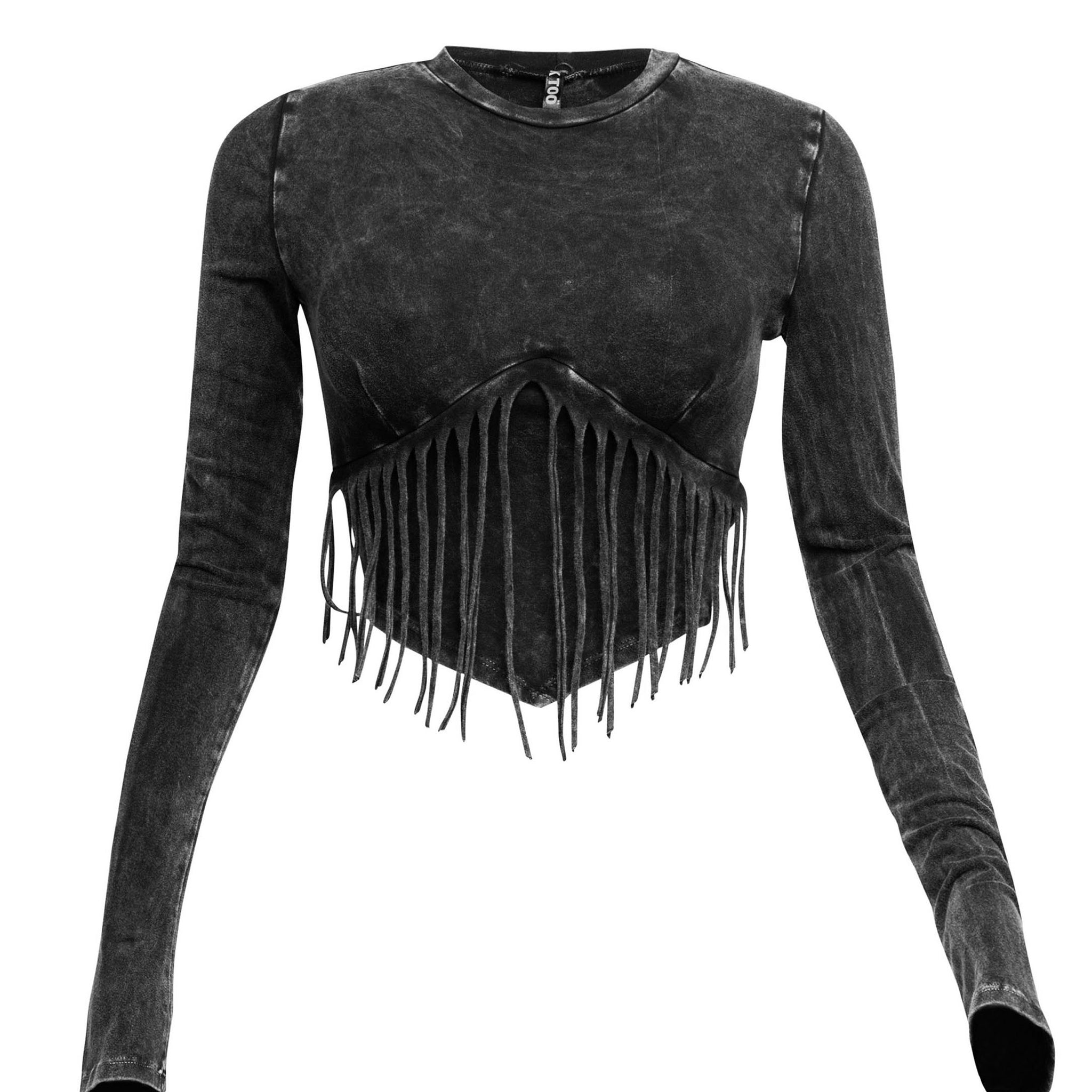 Long Sleeve Fringe Top K TOO