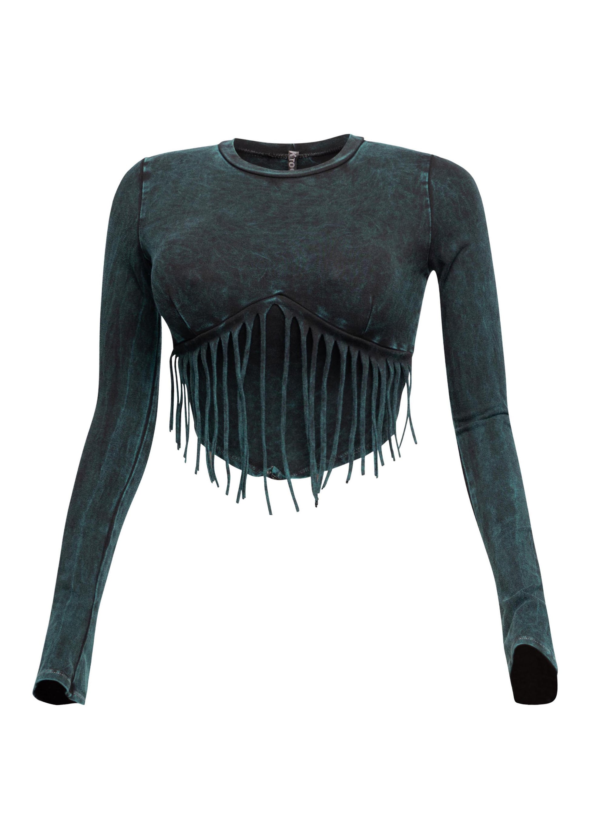 Long Sleeve Fringe Top K TOO