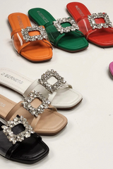 Rhinestone Buckle Sandal