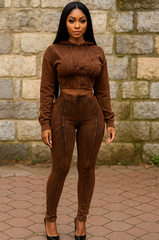 Mineral Washed Hood Top and Leggings