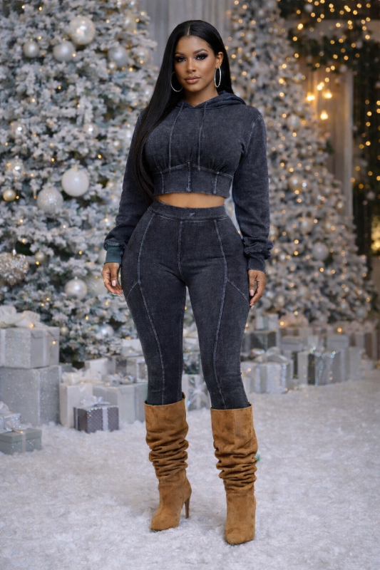 Mineral Washed Hood Top and Leggings