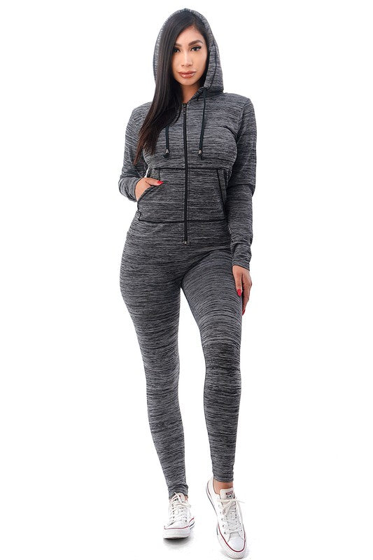 Cozy Seamless Zip Up Jacket Hoodie & Legging Set