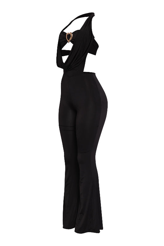 Deep Cowl Neck Halter Jumpsuit
