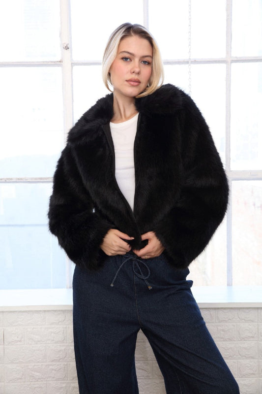 Zip Fur Shirt Jacket