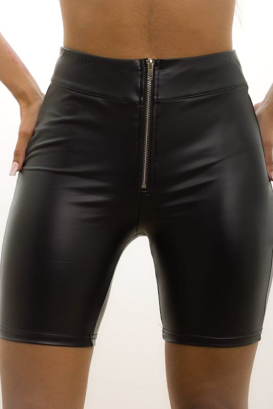 PU Short With Zipper Front