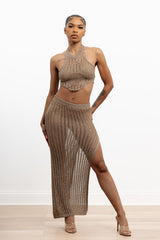 Top and Long Skirt With Side Slit