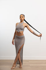 Top and Long Skirt With Side Slit