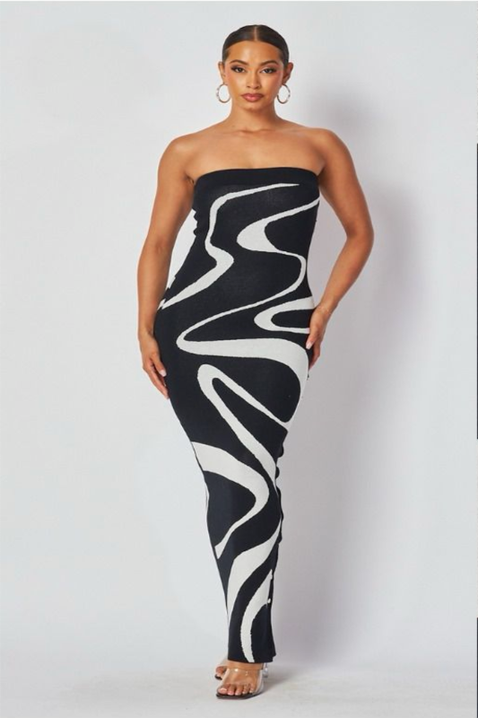 Abstract Knit Tube Dress
