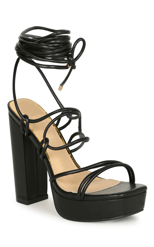 Lace Up Platform with Thick Heel