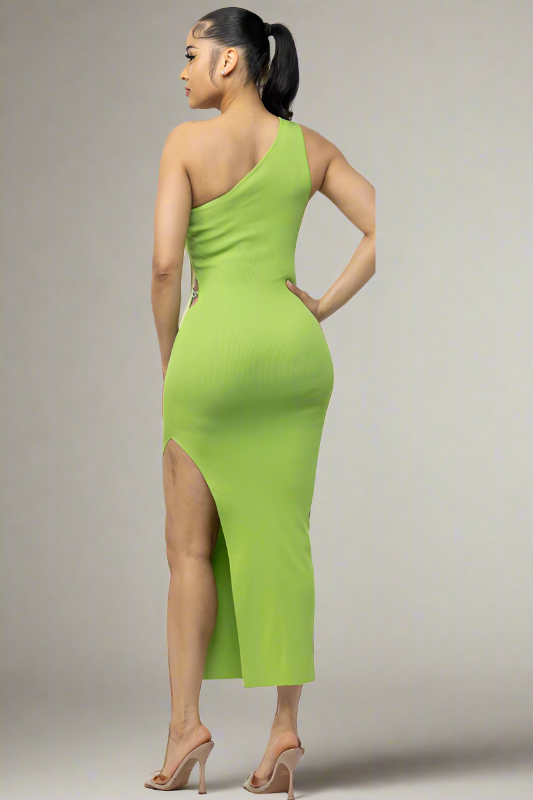 Single Shoulder Side Slit Dress