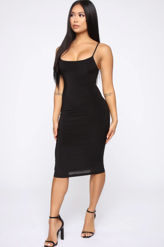 Spaghetti Strap Knee Length Bodycon Dresses