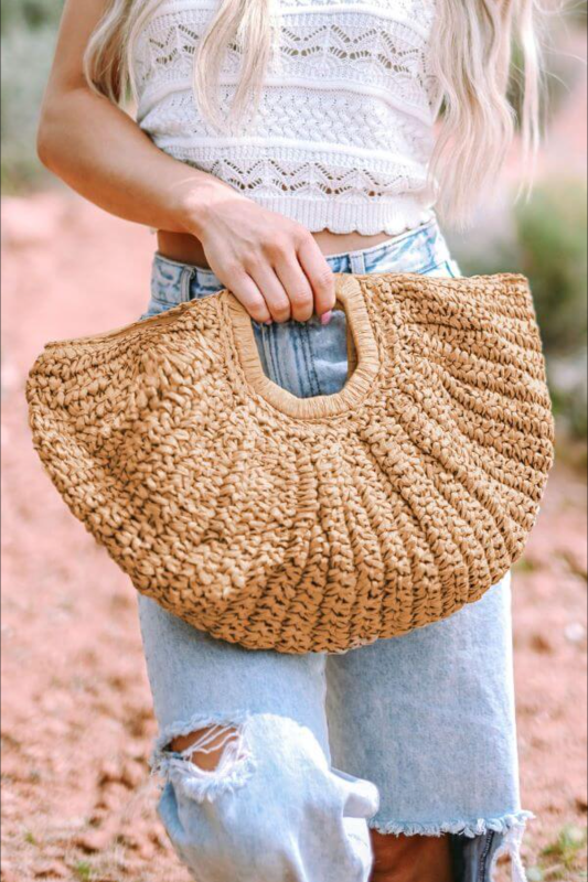 Round Shape Straw Tote Bag