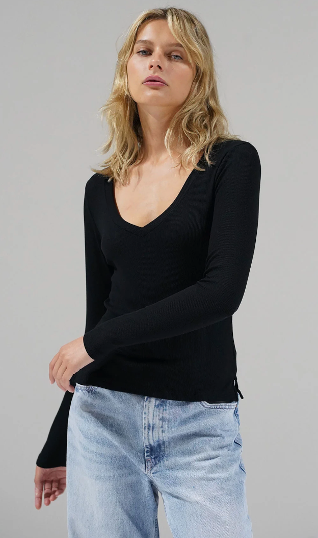 Wide Scoop Neck Long Sleeve Shirt