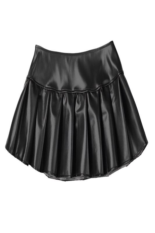 Short Pleated PU Skirt