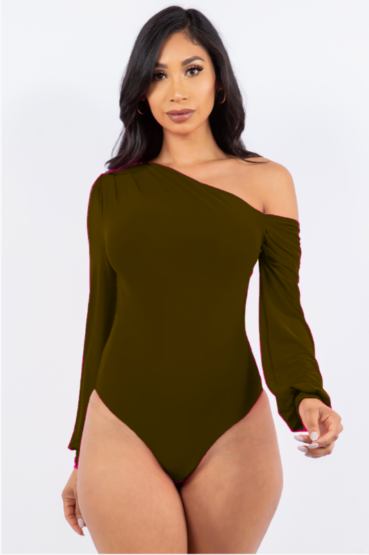 Draped Bodysuit with Pleats