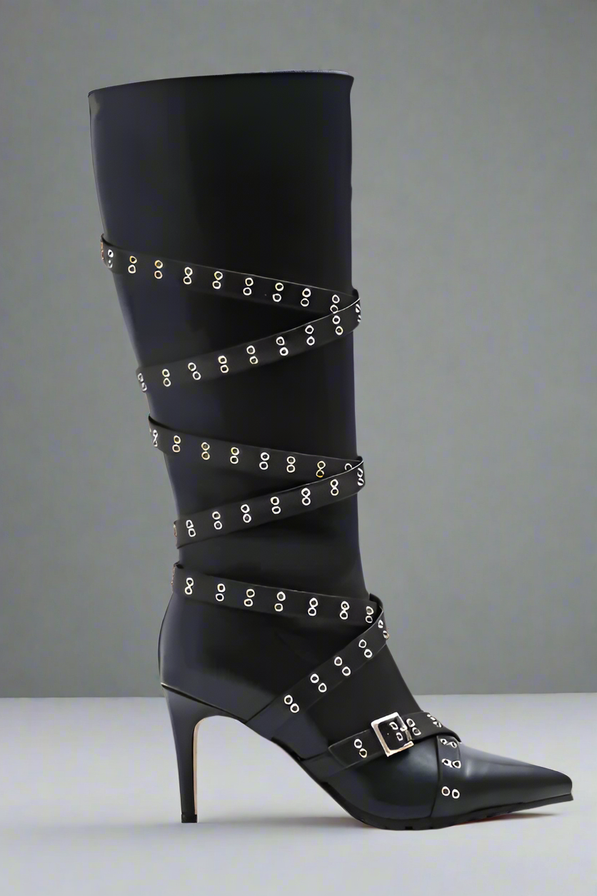 A Senorita's Cross Buckle Stiletto Boot