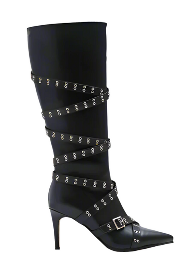 A Senorita's Cross Buckle Stiletto Boot - OLD LEGEND FOOTWER INC