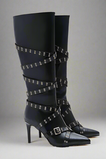 A Senorita's Cross Buckle Stiletto Boot