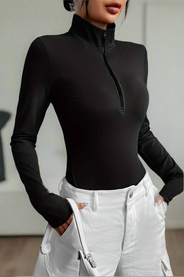 ZIp-Up Rib Bodysuit