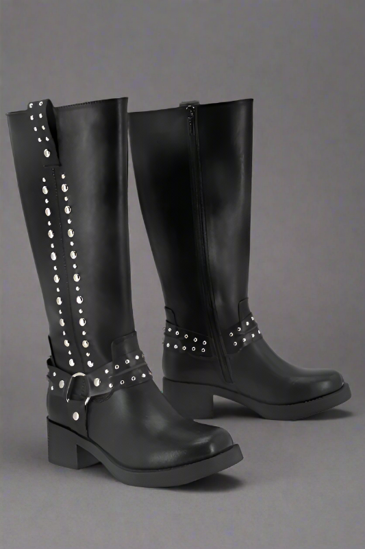 Womens Fashion Rivet Knee High Boots (OLD) WEEBOO INTERNATIONAL INC.