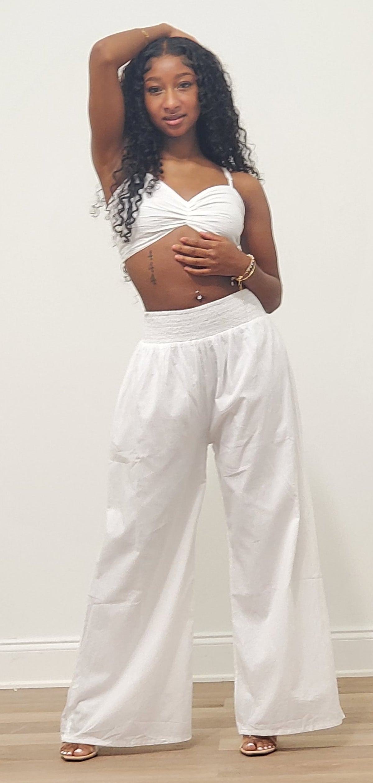 White One Size Pant Set