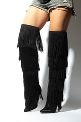 Thigh High 3 Layer Fringe Boot
