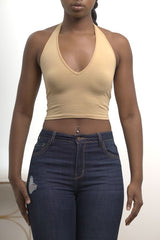 Halter V Neck Crop Top