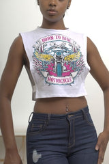 "Born To Ride" Open Sides Crop Top