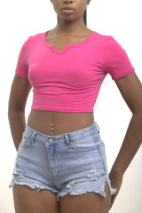 V Cut Neck Crop Top