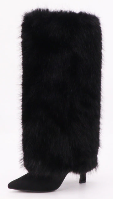 Furry Shaft Knee High Faux Suede