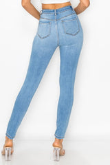 High Rise Destroyed Light Skinny Jeans